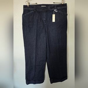 Jones New York | NWT Wide Leg Cuffed Dark Wash Stretch Jeans Size 12